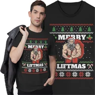 Koszulki męskie - Świąteczna Koszulka Prezent na Święta na Siłownię Trening Merry Liftmas - miniaturka - grafika 1