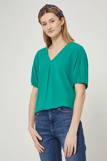 Bluzki damskie - Medicine bluzka damska kolor zielony gładka - grafika 1