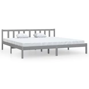 vidaXL Rama łóżka szara drewno sosnowe 180x200 cm UK Super King 810099 - Łóżka - miniaturka - grafika 1