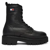 Botki damskie - Trapery Tommy Jeans Tjw Urban Laceup Boot Wl EN0EN02906 Czarny - miniaturka - grafika 1