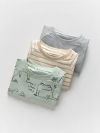 Bluzki dla niemowląt - Reserved - Bawełniany longsleeve 3 pack - złamana biel - miniaturka - grafika 1