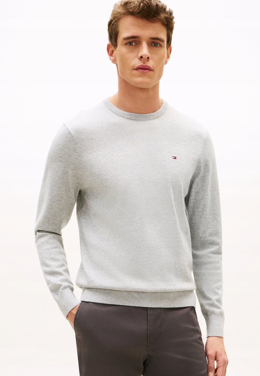 TOMMY HILFIGER SZARY SWETER MĘSKI Z LOGOWANIEM BAWEŁNIANY XL 6FA