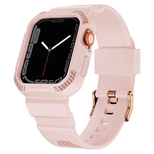 Kingxbar CYF106 2w1 pancerne etui Apple Watch SE, 8, 7, 6, 5, 4, 3, 2, 1 (41, 40, 38 mm) z paskiem różowe - Akcesoria do smartwatchy - miniaturka - grafika 1