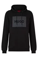 Bluzy męskie - HUGO Męska bluza z kapturem Duratschi223 z bawełny, frotte z nadrukiem logo, Czarny, XXL - miniaturka - grafika 1