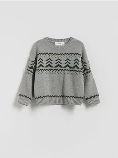 Reserved - Żakardowy sweter - jasnoszary - Bluzy i sweterki niemowlęce - miniaturka - grafika 1