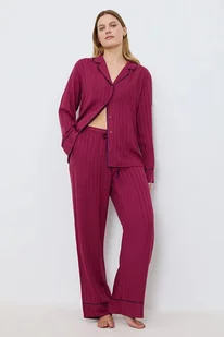 Wiskozowa piżama Amourette Jacquard PW w kolorze bordowym 3XL - Piżamy damskie - miniaturka - grafika 1