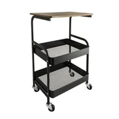 Szafki łazienkowe - Regał łazienkowy na kółkach 45,5 x 30,5 x 73 cm czarny - miniaturka - grafika 1