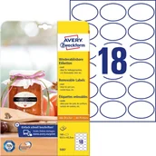 Etykiety do drukarek - Avery Etykiety papierowe owalne 63,5x42,3 ZWECKFORM usuwalne białe 10ark 180 etykiet /5087/ ZW686 - miniaturka - grafika 1