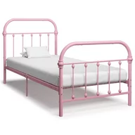 Łóżka - vidaXL Rama łóżka, różowa, metalowa, 90 x 200 cm - miniaturka - grafika 1