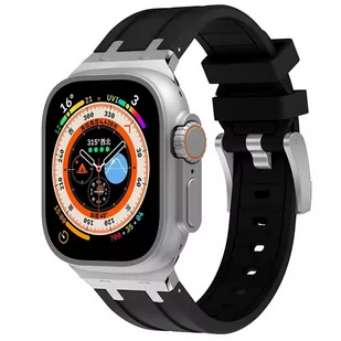 Pasek AP Rubber Band + Steel do Apple Watch 1/2/3/4/5/6/7/8/SE/Ultra/Ultra 2 42/44/45/49mm (Black/Silver) - Akcesoria do smartwatchy - miniaturka - grafika 1