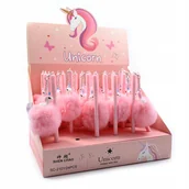 Cienkopisy - JEDNOROŻEC RÓŻOWY CIENKOPIS Z POMPONEM - miniaturka - grafika 1