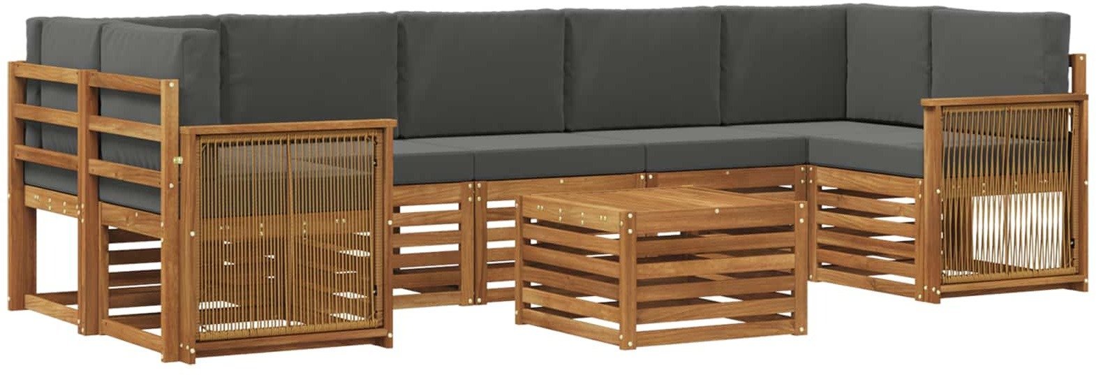 vidaXL Zestaw sof na zewnątrz z poduszką 8 pcs Naturalny i Antracytowy