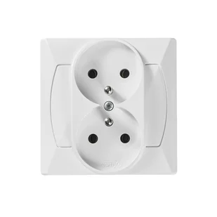 Gniazdo podwójne AKCENT białe z uziemieniem - Gniazdka elektryczne - miniaturka - grafika 2