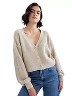 Swetry damskie - DeFacto Kardigan normalny krój dla kobiet kardigan na topy damski (beżowy, S), beżowy, S - miniaturka - grafika 1