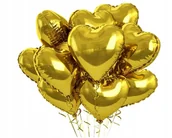Balony i akcesoria - Balon Foliowy Złote Serce Serca Walentynki Valentine's Day 10 szt - miniaturka - grafika 1