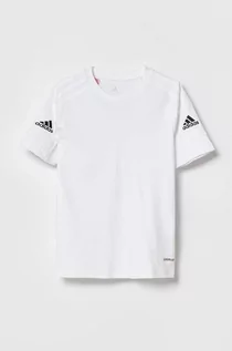 Koszulki dla dziewczynek - adidas Performance t-shirt dziecięcy kolor biały z nadrukiem - grafika 1
