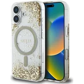 Etui i futerały do telefonów - Etui GUESS HC Resin Bottom Glitter MagSafe do Apple iPhone 16 Złoty - miniaturka - grafika 1
