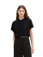 Koszulki i topy damskie - TOM TAILOR Denim Damska koszulka z kapturem, 14482 – Deep Black, M - miniaturka - grafika 1