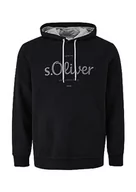 Bluzy męskie - s.Oliver Bluza męska z nadrukiem logo, czarny, 5XL - miniaturka - grafika 1
