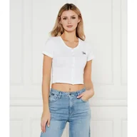 Bluzki damskie - Guess Jeans Bluzka SNAP EMBRO Cropped Fit - miniaturka - grafika 1