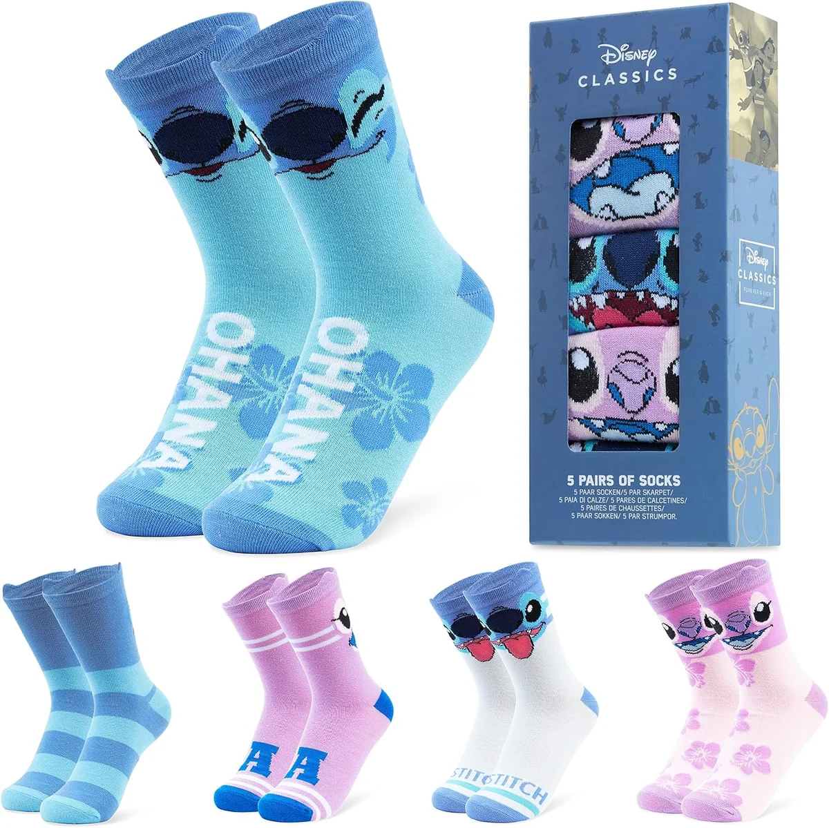 Skarpetki damskie bawełniane Disney Stitch 5 par rozmiar uniwersalny