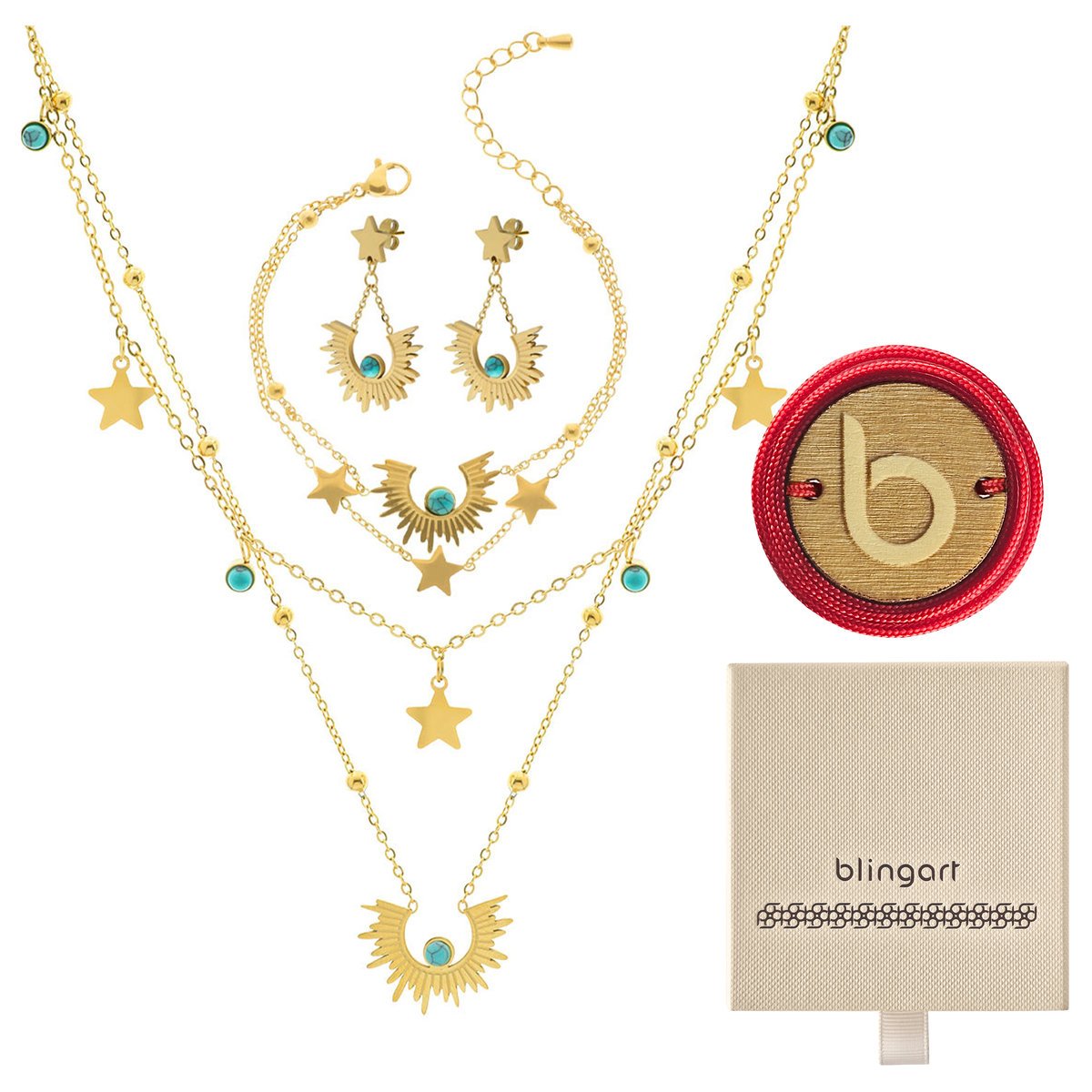 Komplet DAMSKI NASZYJNIK BRANSOLETKA KOLCZYKI gwia