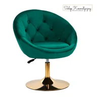 Fotele kosmetyczne - 4Rico fotel obrotowy QS-BL12B aksamit zielony - miniaturka - grafika 1
