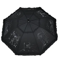 Parasole - Parasol damski automat z falbanką - Paryżanka czarny - miniaturka - grafika 1