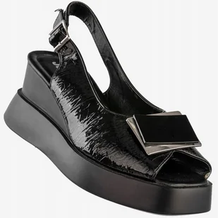 Sandały Damskie Ekoskóra Buty Na Platformie Eleganckie Stylowe Czarne 38 - Sandały damskie - miniaturka - grafika 1