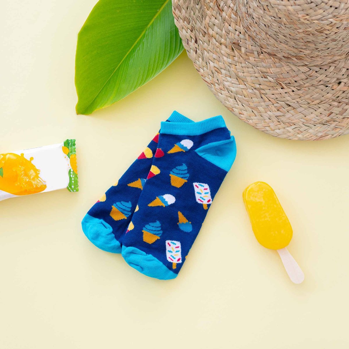 Młodzieżowe skarpetki stopki lody granatowe Adrian r.39/42