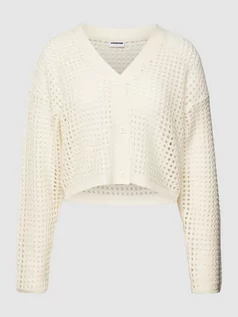 Swetry damskie - Kardigan krótki z ażurowym wzorem model ‘HOPE’ - grafika 1