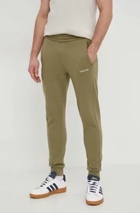 Calvin Klein spodnie dresowe kolor zielony gładkie - Spodnie męskie - miniaturka - grafika 1