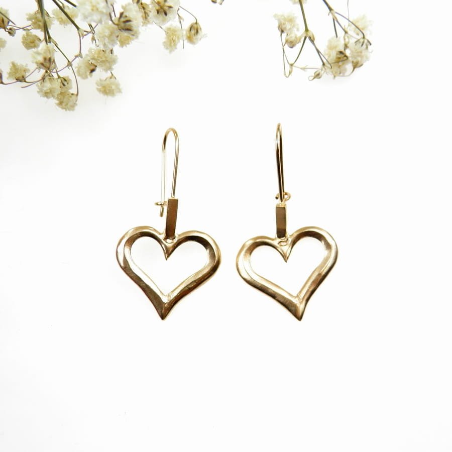 Kolczyki z sercem III pozłocone