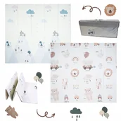 Maty edukacyjne - Dwustronna składana kolorowa edukacyjna piankowa mata dziecięca XXL 180x200 cm - misie i słoniki - miniaturka - grafika 1