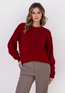 Swetry damskie - Sweter w sportowym stylu - SWE322 czerwony MKM - grafika 1