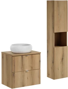 Zestaw meblowy 60cm z blatem, umywalką nablatową Wiki i szafką wysoką - Meble łazienkowe - miniaturka - grafika 1