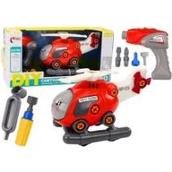 Samoloty i helikoptery - Helikopter kreskówkowy do skręcania DIY czerwony Leantoys - miniaturka - grafika 1