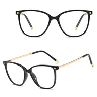 Okulary korekcyjne, oprawki, szkła - Okulary damskie kocie oczy zerówki do komputera BLUE LIGHT 25149 - miniaturka - grafika 1