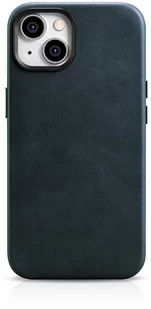 iCarer Oil Wax Premium Leather Case skórzane etui iPhone 14 magnetyczne z MagSafe ciemnoniebieski (WMI14220701-BU) - Etui i futerały do telefonów - miniaturka - grafika 1