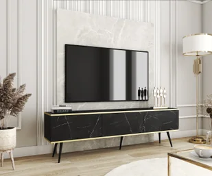 Szafka RTV Blum Oro Czarny/Marmur Czarny Royal 175 - Wolnostojąca - Otwierana na wcisk - Nowoczesny, modny styl - Do samodzielnego montażu - Dostawa kurierem - Korzystaj z języka korzyści - Szafki RTV - miniaturka - grafika 1