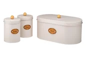 Pojemniki kuchenne - Komplet chlebak i 2 pojemniki SIMO COFFEE TEA beż kawa herbata - miniaturka - grafika 1