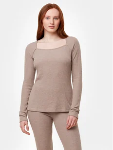 Triumph Koszulka piżamowa Thermal MyWear Top LSL 10216551 Beżowy Regular Fit - Piżamy damskie - miniaturka - grafika 1