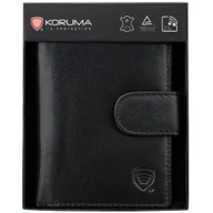 Portfele - Skórzany męski portfel na karty i monety z ochroną RFID BLOCK (czarny) - miniaturka - grafika 1