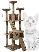 Drapaki dla kotów - DRAPAK DLA KOTA BEŻOWY W ŁAPKI 170 CM WIELOPOZIOMOWY 2 DOMKI - miniaturka - grafika 1