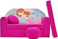 Fotele i pufy dla dzieci - Sofa dziecięca kanapa wersalka rozkładana 160cm + podnóżek i poduszka - H4 - miniaturka - grafika 1