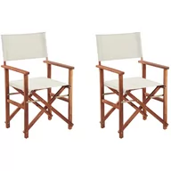 Fotele i krzesła ogrodowe - Shumee Zestaw 2 krzeseł ogrodowych akacjowych ciemne drewno z białym CINE 288078 - miniaturka - grafika 1