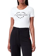 Koszulki i topy damskie - Love Moschino Damska koszulka z krótkim rękawem z nadrukiem olograficznym w kształcie serca, optical white, 40 - miniaturka - grafika 1