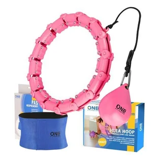 ZESTAW HULA HOP OHA02 PINK Z WYPUSTKAMI I OBCIĄŻNIKIEM ONE FITNESS + PAS BR160 - Pozostały sprzęt i akcesoria do ćwiczeń - miniaturka - grafika 1