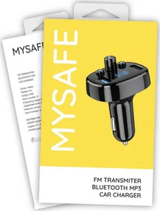 Transmiter FM Mysafe MYSAFE TRANSMITER ŁADOWARKA FMCAR CZARNY - Transmitery FM - miniaturka - grafika 1