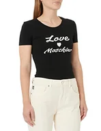 Koszulki i topy damskie - Love Moschino Damska koszulka z krótkim rękawem z Cursive Brand Print, czarny, 44 - miniaturka - grafika 1